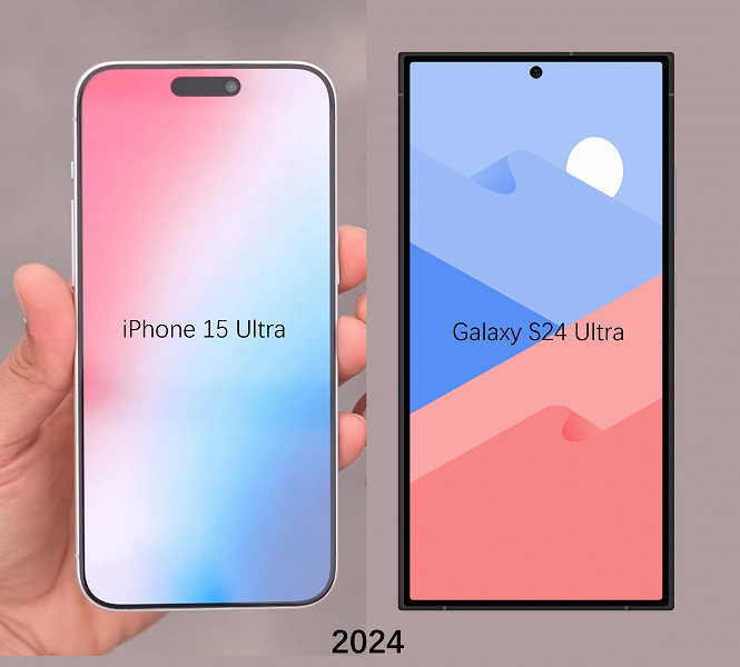 Всё сильно поменялось: iPhone 15 Ultra и Samsung Galaxy S24 Ultra сравнили на новом изображении. Флагман Apple получит куда более узкую рамку