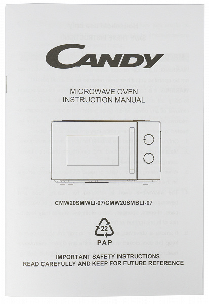 Обзор микроволновой печи Candy CMW20SMWLI-07