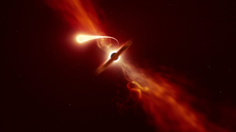 Маленькая чёрная дыра уничтожила звезду и устроила сверхмощный взрыв