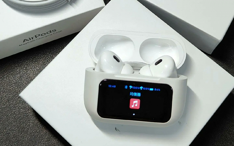 Выпущен клон AirPods Pro с сенсорным экраном на футляре. Apple так и не реализовала такой патент, но китайцы довели дело до конца