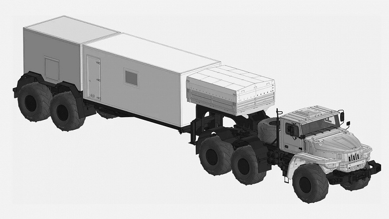 6 ведущих колес, привод даже в прицепе, работа при -50 градусах Цельсия и способность штурмовать брод глубиной 1,3 метра. «Урал» запатентовал арктический автопоезд