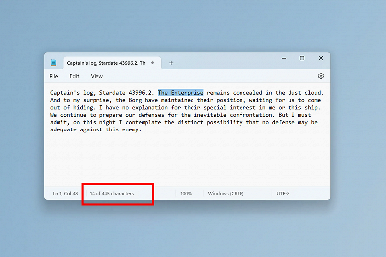 Спустя 40 лет: «Блокнот» в Windows 11 наконец-то получил счётчик символов