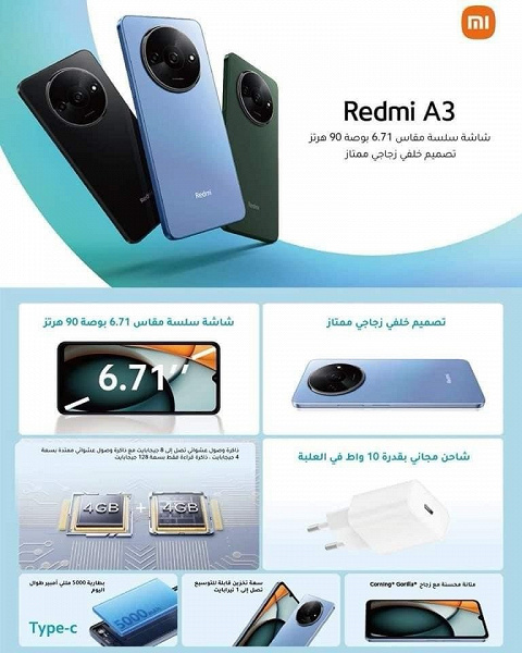 Новое поколение 75-долларового смартфона Redmi. Характеристики Redmi A3, который очень похож на Xiaomi 13 Ultra