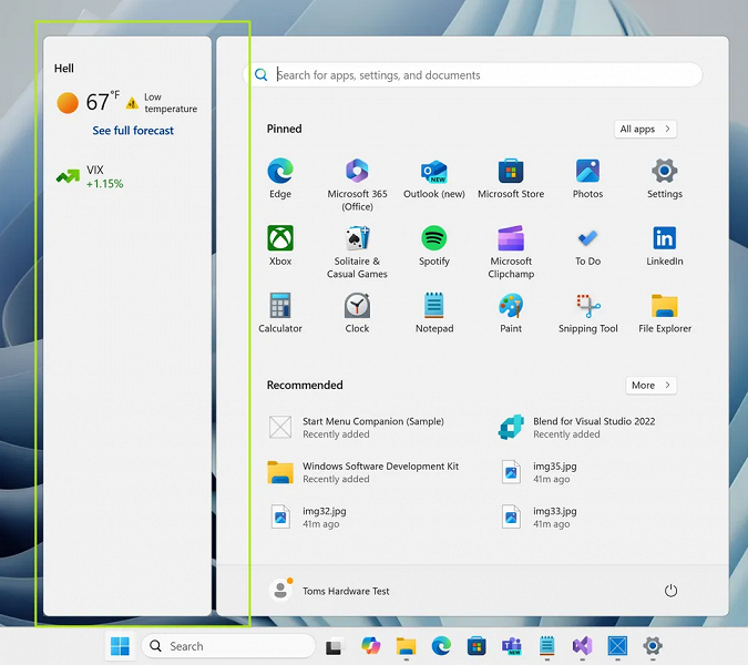 Microsoft добавляет виджеты-компаньоны в меню «Пуск» Windows