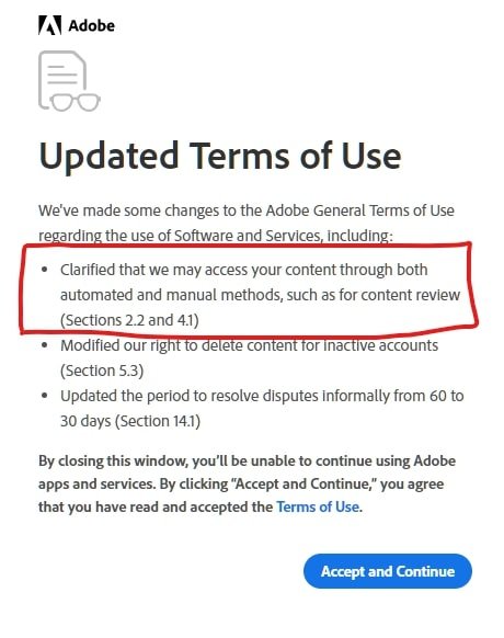 Adobe разрешила себе доступ ко всему контенту пользователей своих приложений. Это условие есть в новом пользовательском соглашении, и его нельзя отменить