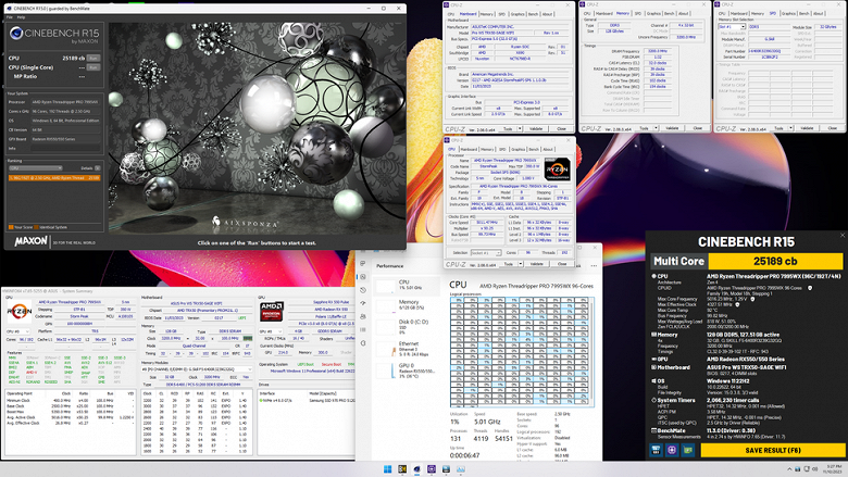 96 ядер на частоте 5 ГГц и выше при потреблении до 1 кВт. Ryzen Threadripper PRO 7995WX разогнали с использованием жидкостной СО