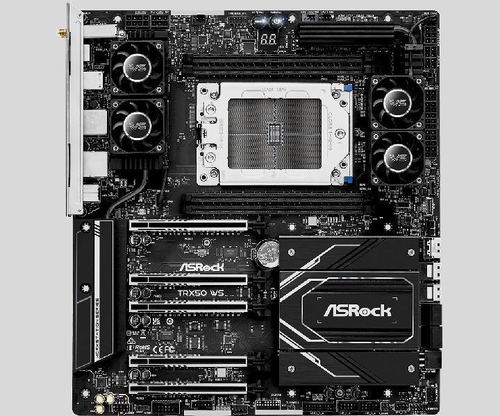 Это системная плата или вертолёт? ASRock WRX90 WS EVO имеет пять вентиляторов, семь слотов PCIe и восемь слотов для ОЗУ