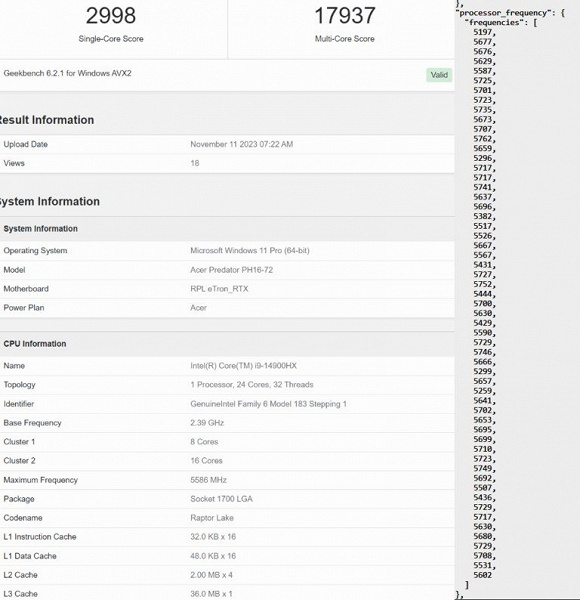 Core i9-14900HX – самый мощный мобильный процессор по данным Geekbench