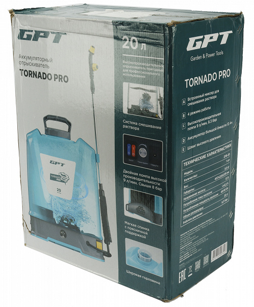 Обзор аккумуляторного опрыскивателя GPT Tornado Pro ZFB-20