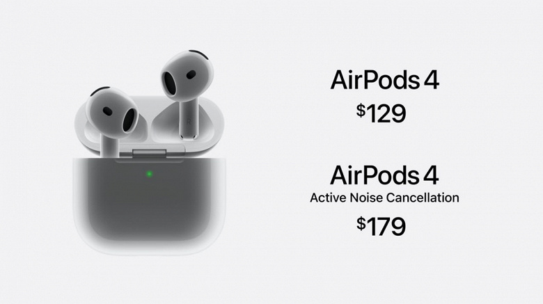 Представлены Apple AirPods 4 — наушники доступны в двух версиях